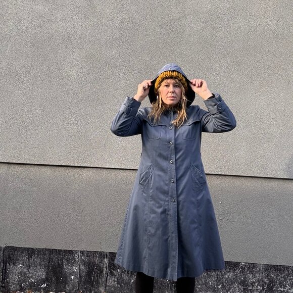 VTG Western Slate Blue A-Line Trench Coat with Zip-in Lining - Picture 3 of 13